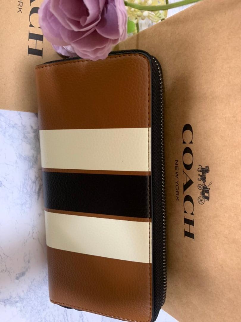 総合評価 コーチCOACH ブラウン ストライプ ズバリ1万円 mOxhP-m68555336253 長財布 新品 正規品 即納新品