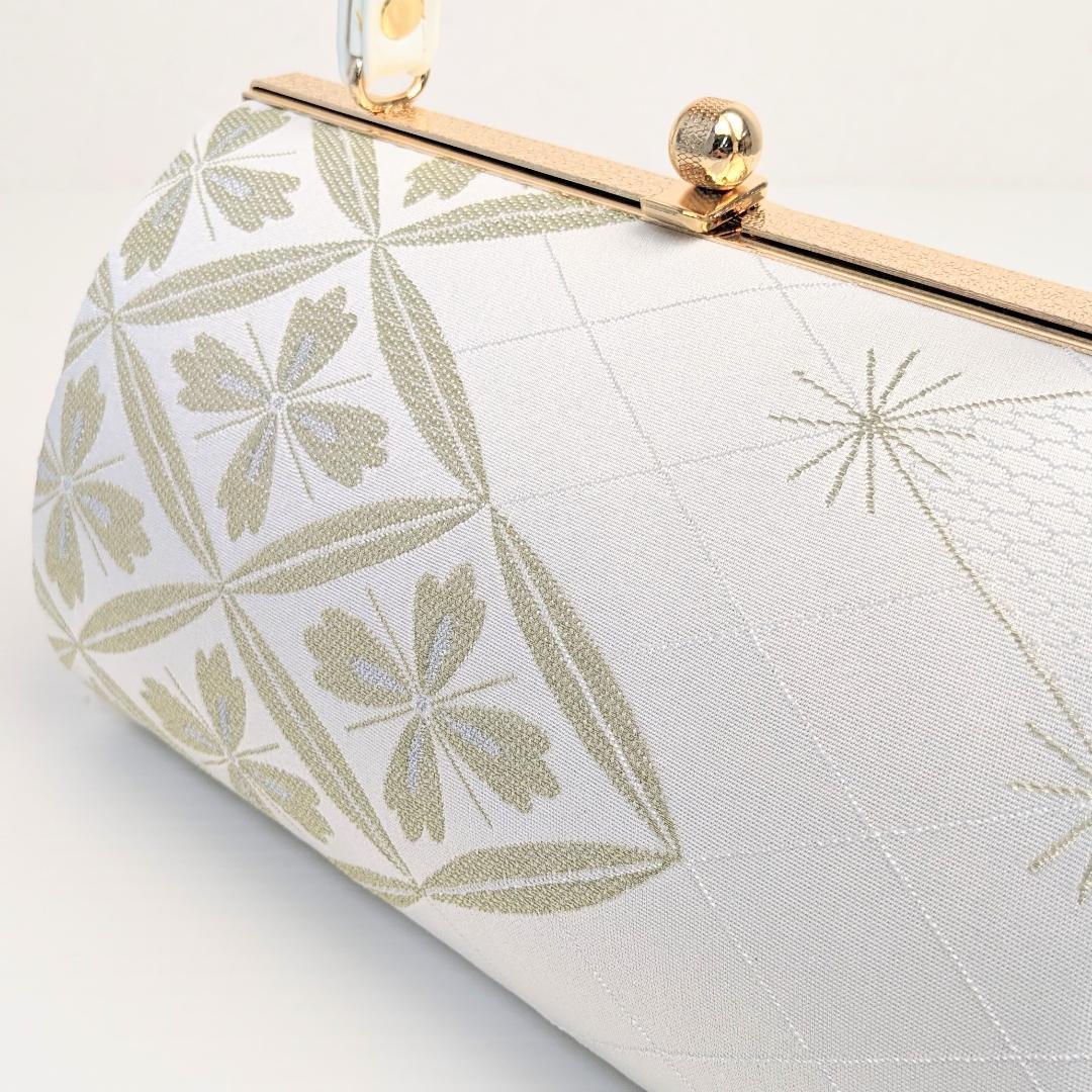 和装 草履バッグセット 帯地 菱 白×金 3枚芯 フリーサイズ k19-1 和装 草履バッグセット 帯地 菱 白×金 3枚芯 フリーサイズ k19-1