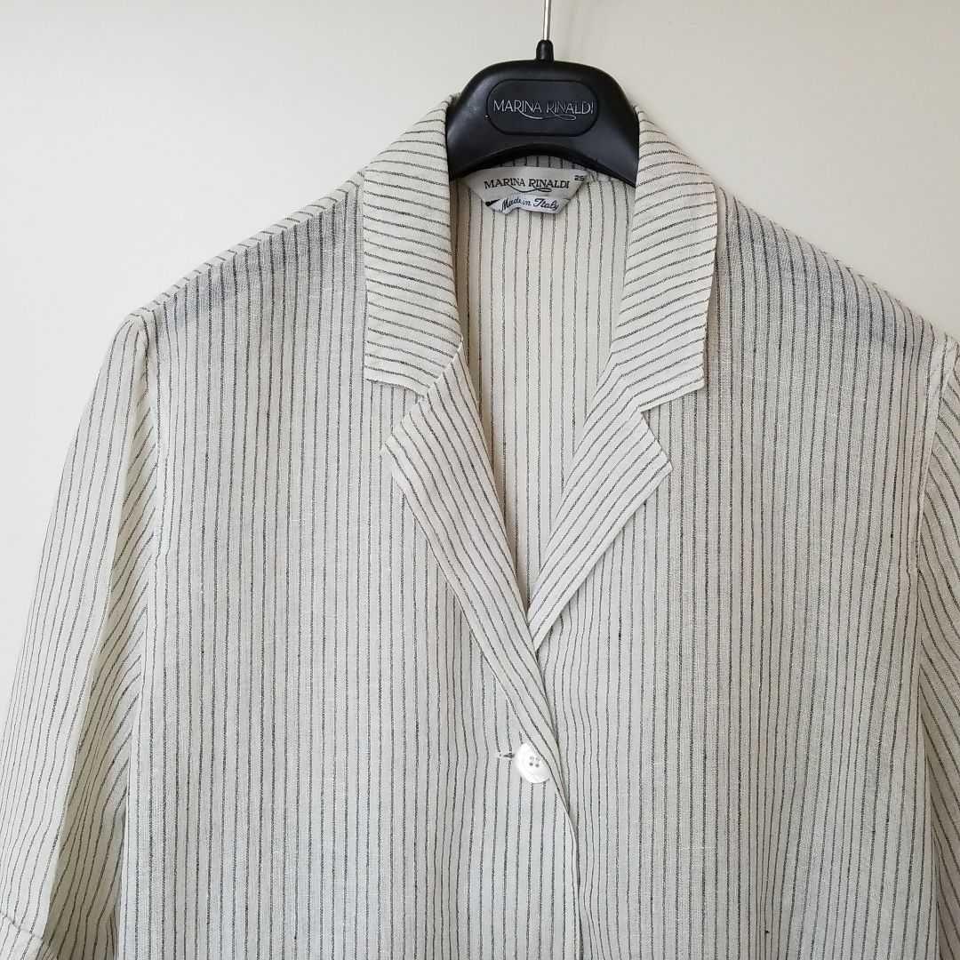 マリナリナルディ 大きいサイズ ストライプ柄 半袖ジャケット サイズ17