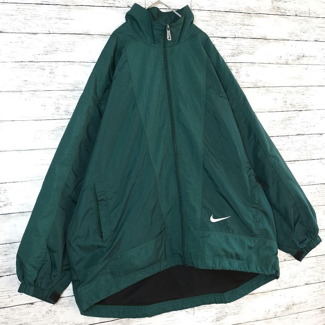 希少】NIKE ナイキ ナイロンジャケット 白タグ 刺繍 緑 グリーン 90s メンズ