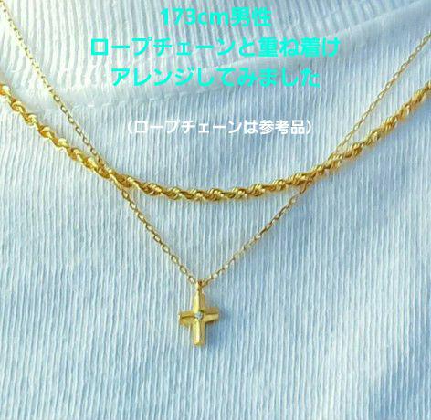 【EYEFUNNY18金セット❇】1Pダイヤチビクロス＋ナローチェーン45cm❗