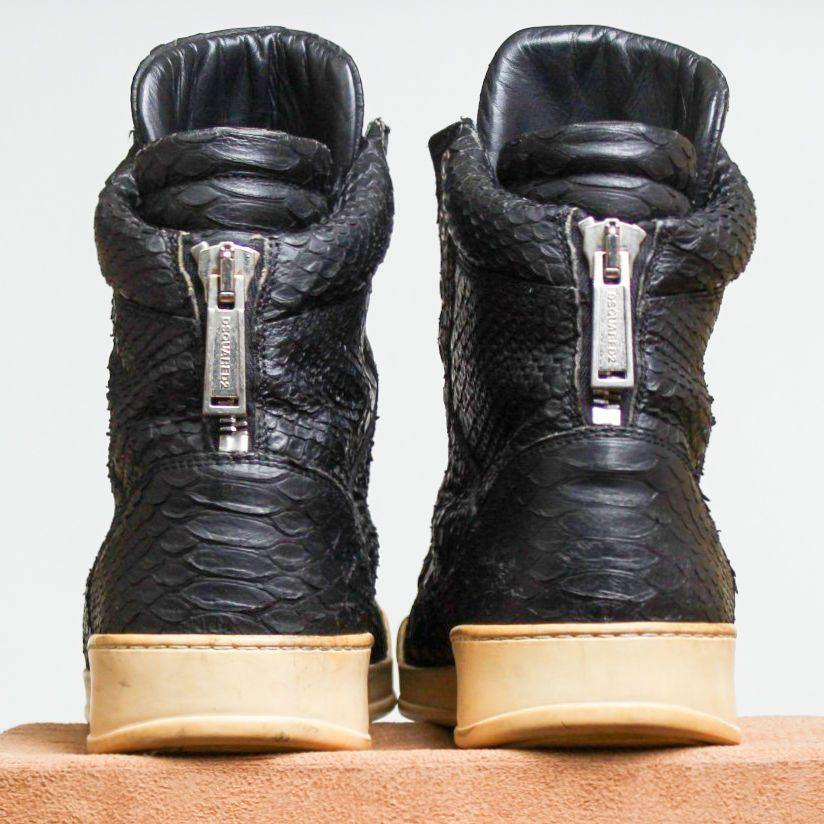 【美品】DSQUARED 2 パイソンレザー フロントジップ スニーカー ハイ
