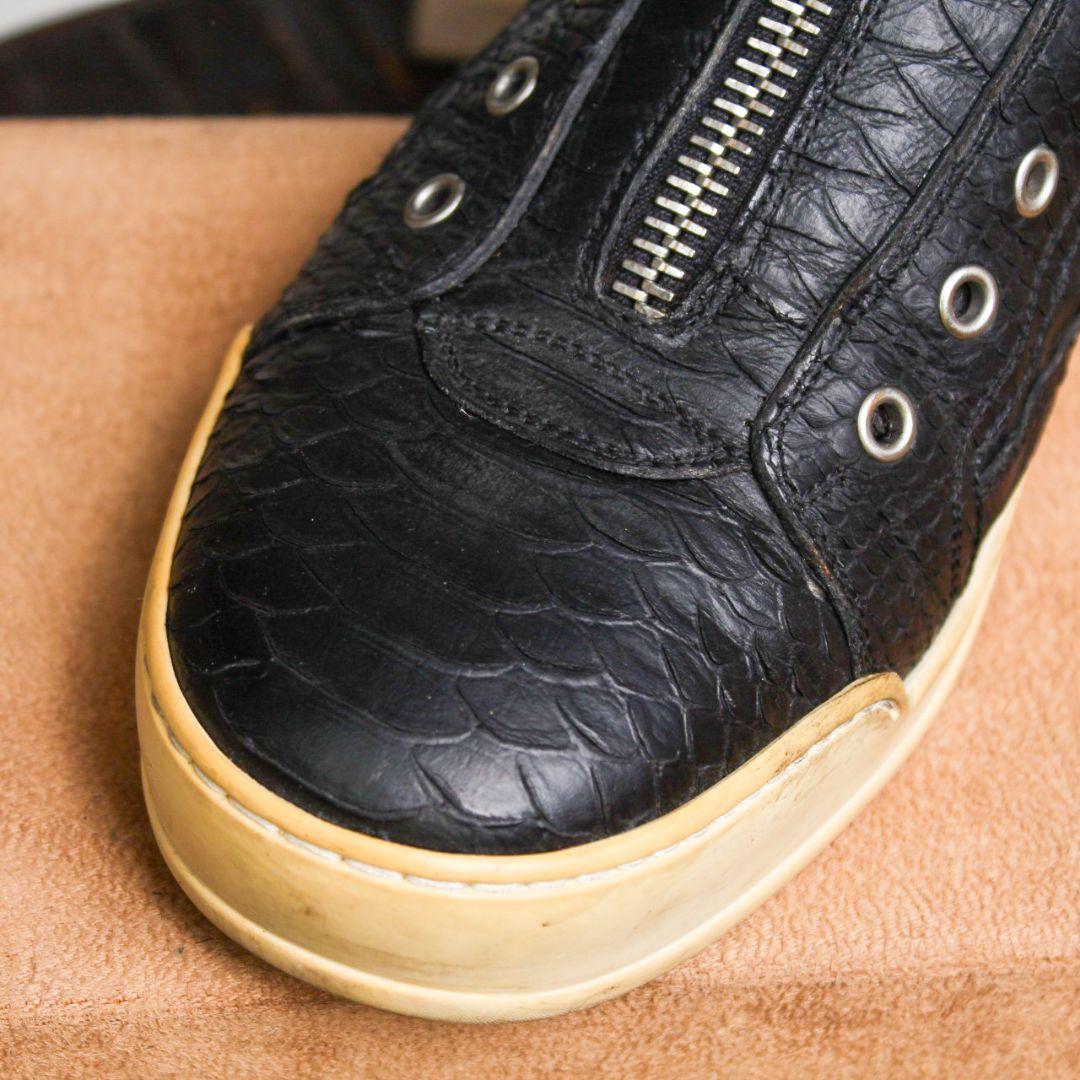 【美品】DSQUARED 2 パイソンレザー フロントジップ スニーカー ハイ