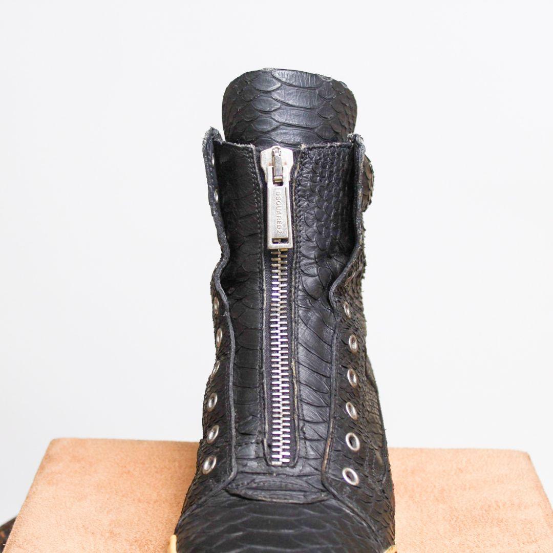 【美品】DSQUARED 2 パイソンレザー フロントジップ スニーカー ハイ