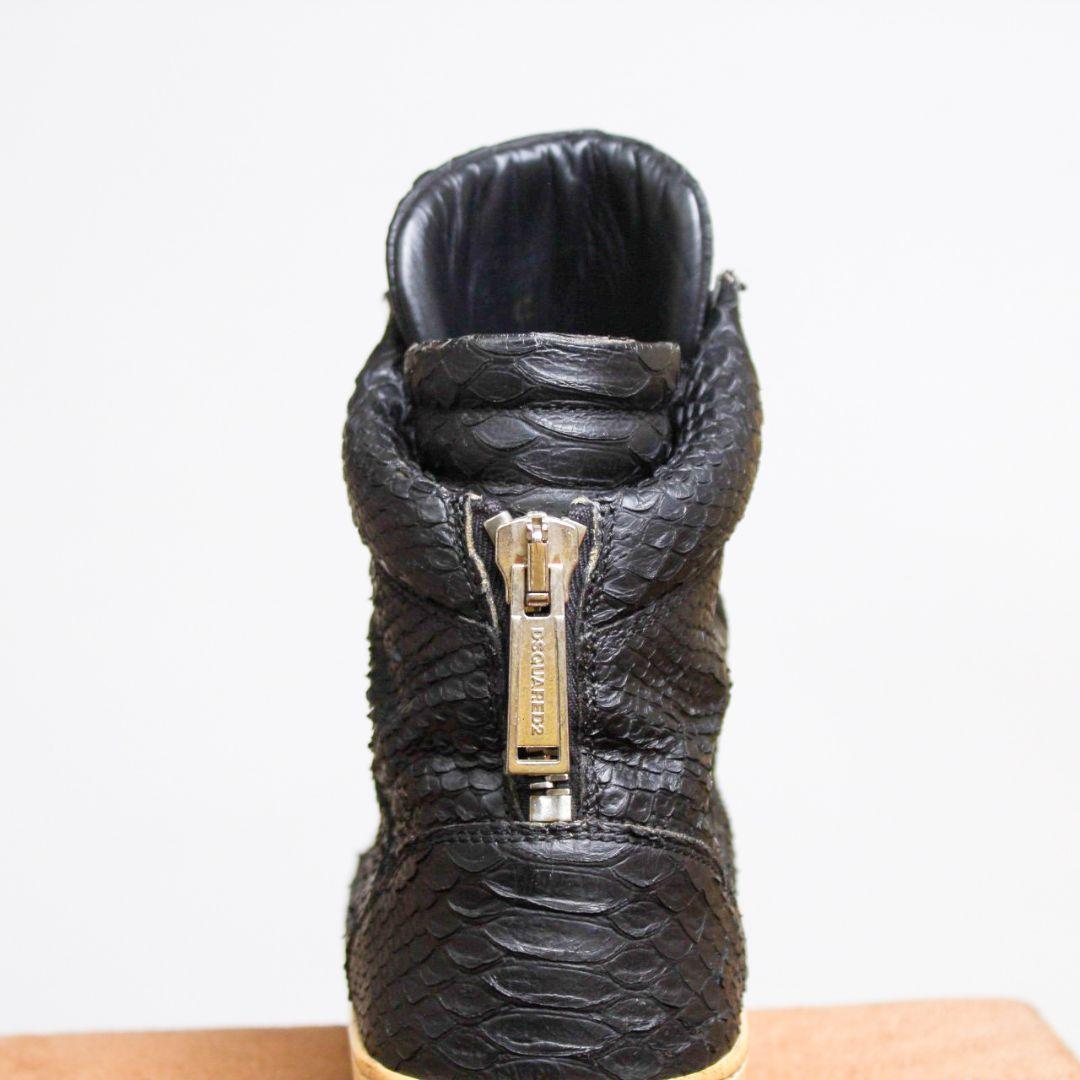 【美品】DSQUARED 2 パイソンレザー フロントジップ スニーカー ハイ