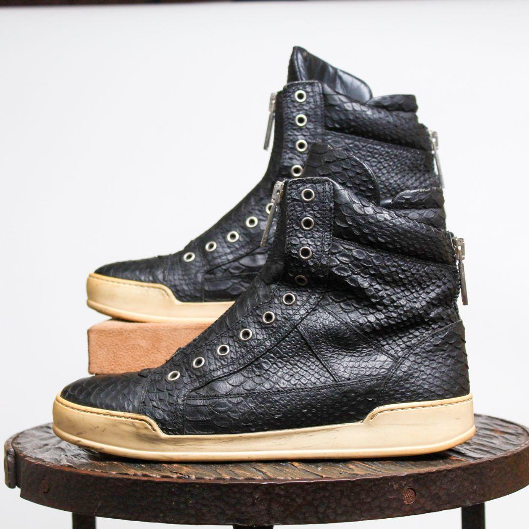 【美品】DSQUARED 2 パイソンレザー フロントジップ スニーカー ハイ