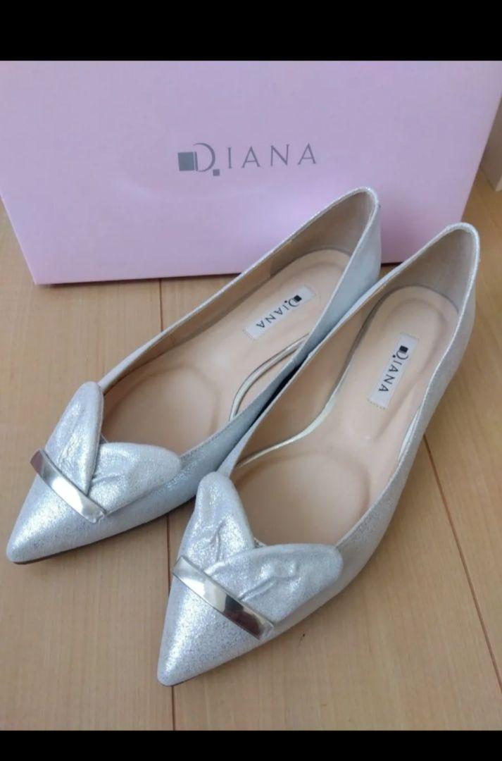 新品未使用】DIANA ダイアナ フラットシューズ シルバー 24.5cm