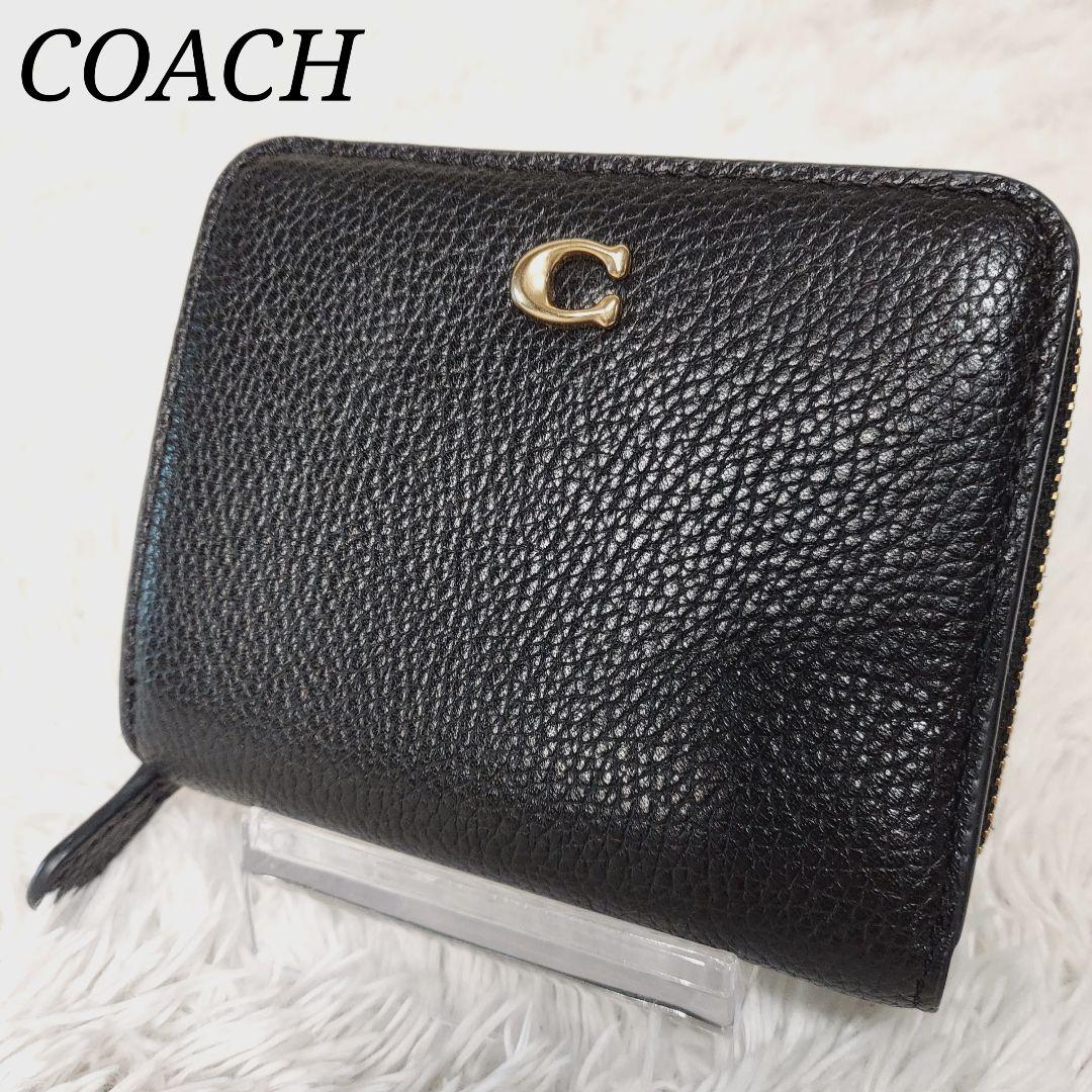 COACH販売中rico【COACH】ビルフォールド ウォレット ラウンドジップ レザー 黒 ミニ財布♡