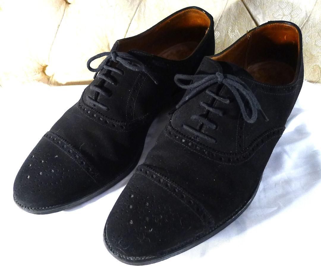 メンズ【JOHN　LOBB】⭐️英国製ブラックカラースエードシューズ25.5㎝●