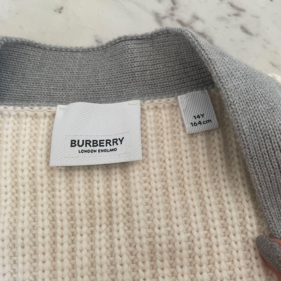 高品質 極美品✨Burberryバーバリーキッズ14Yウールロゴカーディガン トップス