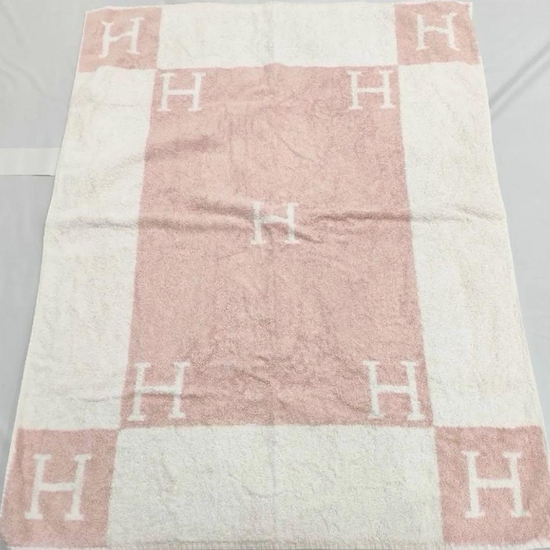 【美品】HERMES エルメス アヴァロン バスタオル ピンク タオルケット org.jpg