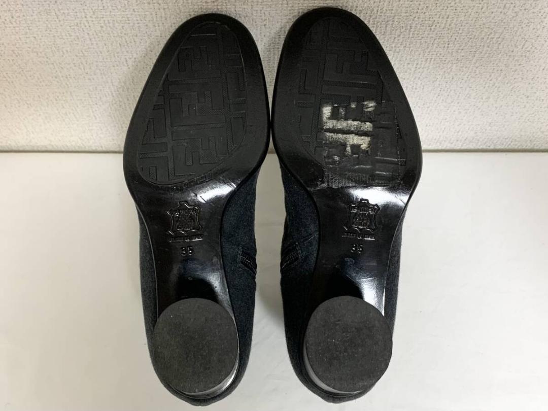 希少 美品 フェンディウール レザー ズッカ FF ショートブーツ ヒール 35