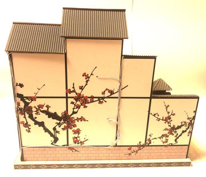 ドールハウス ミニチュア 老舗旅館 3階建 完成品 オルゴール ケース付き
