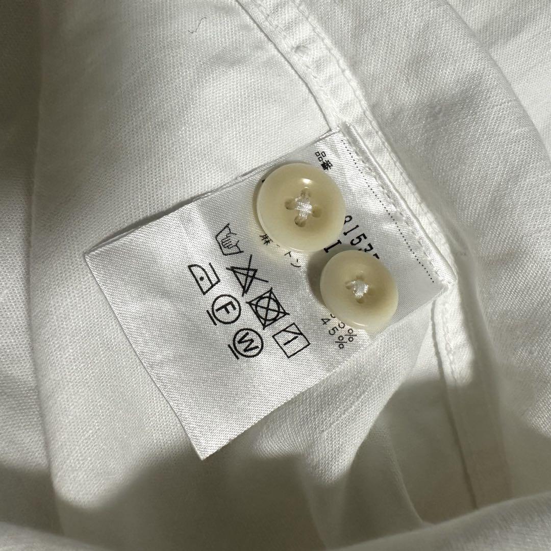 MHL エムエイチエル リネン混 ボタンシャツ オープンカラー 白