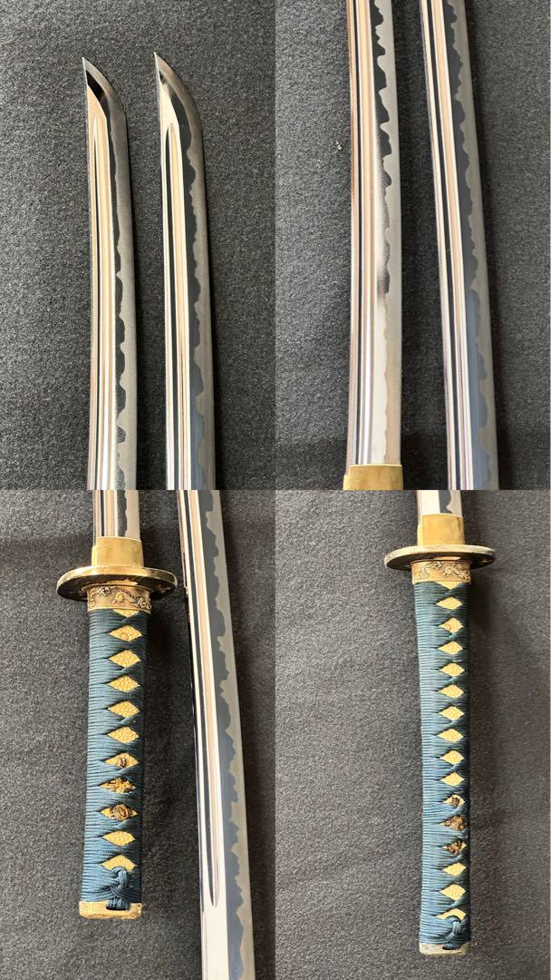 模造刀セット　黒漆鞘　鞘付き長約72cm\105cm 25D22