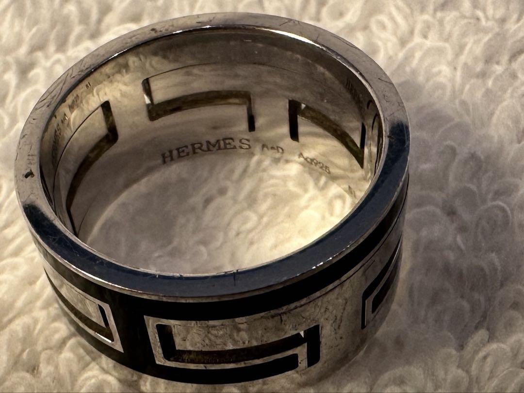 HERMES 925シルバー × ブラック リング