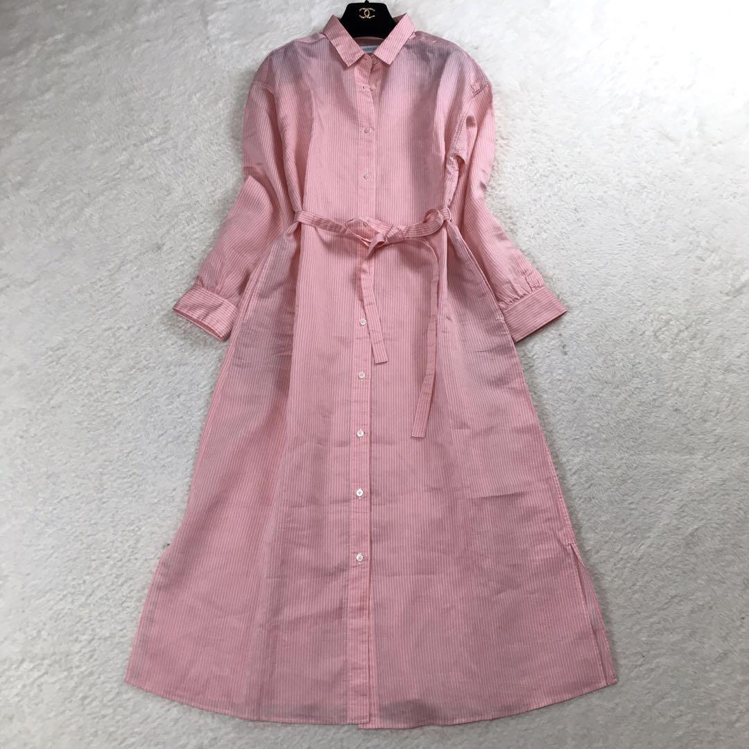 完売品・マッキントッシュフィロソフィー ストライプシャツワンピース M ピンク