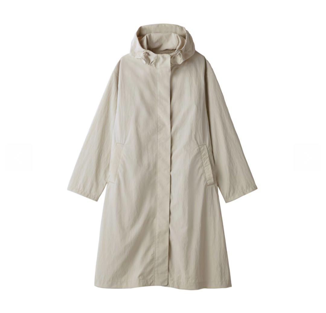 無印良品 撥水 フード付きコート 婦人S アイボリー ベージュMUJI