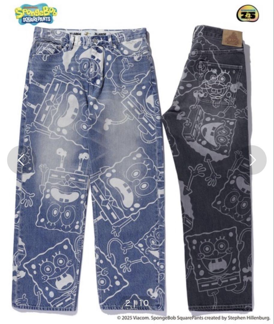 新品未使用品　XLARGE×SpongeBob DENIM PANTS