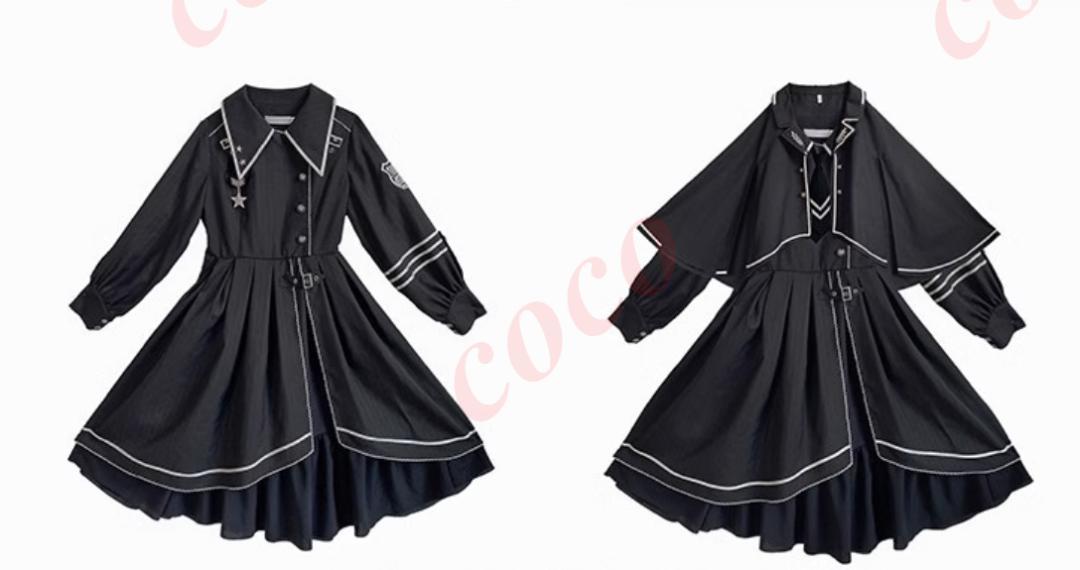 オリジナル lolita 軍服 軍ロ ロリータ ワンピースセット　L360＃