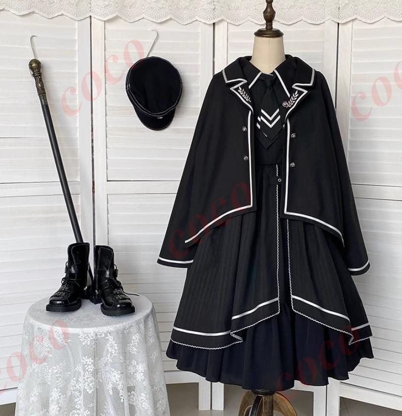 オリジナル lolita 軍服 軍ロ ロリータ ワンピースセット　L360＃