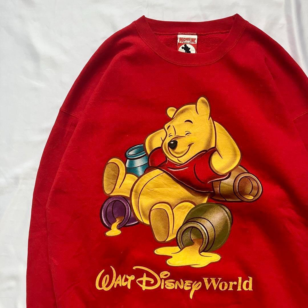 90s USA製 Disney スウェット レッド くまのプーさん