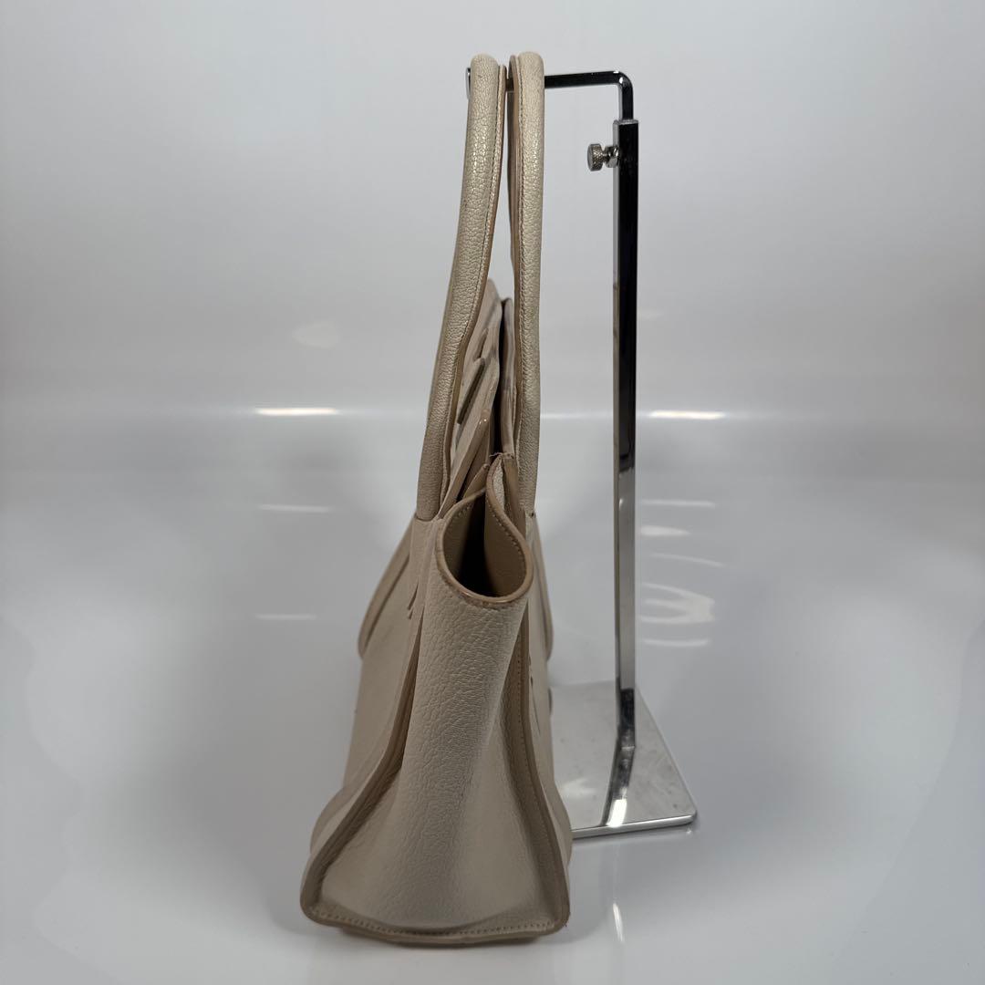 セリーヌ　ラゲージ　マイクロショッパー　レザー　ハンドバッグ　白