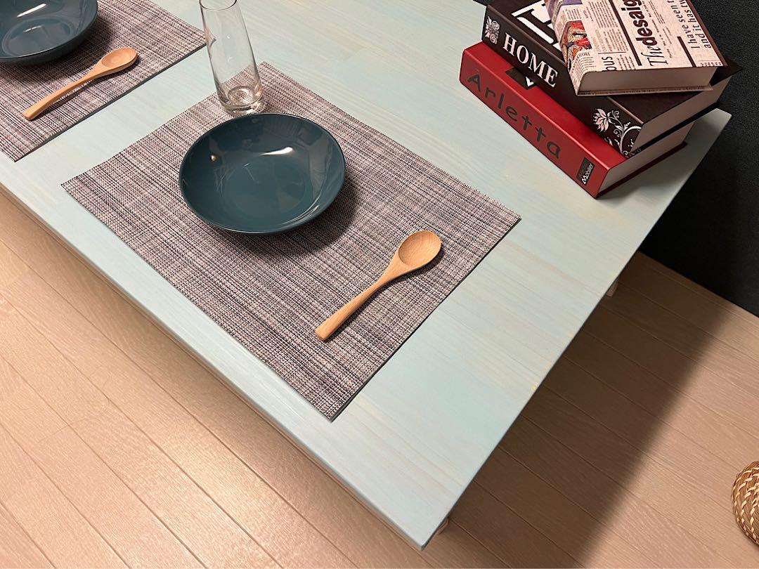 【送料無料】 ローテーブル 120cm 70cm スカイブルー アンティーク