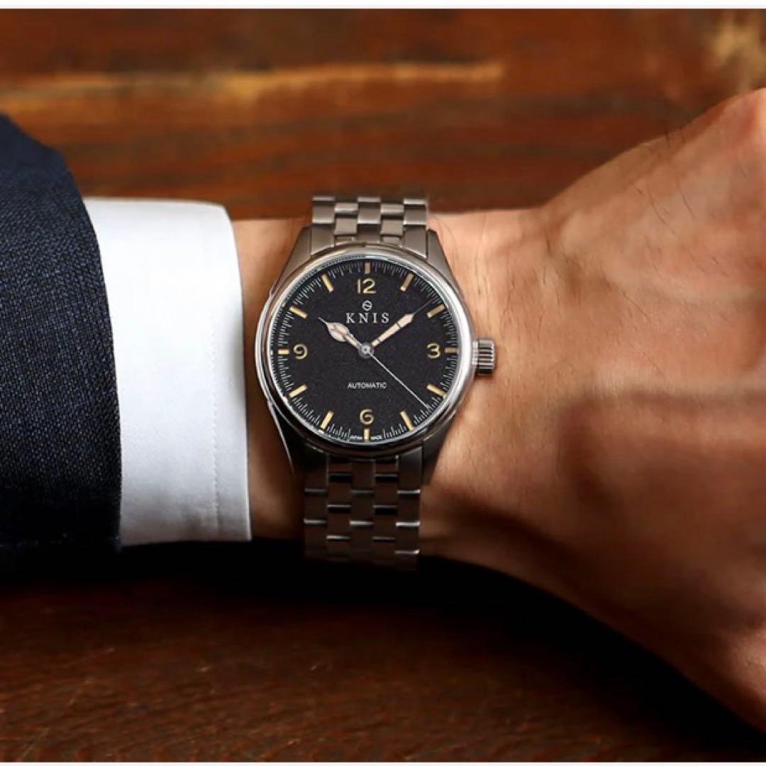 KNIS 腕時計 自動巻き レトロモダン スーパールミノバ ブラック KN002