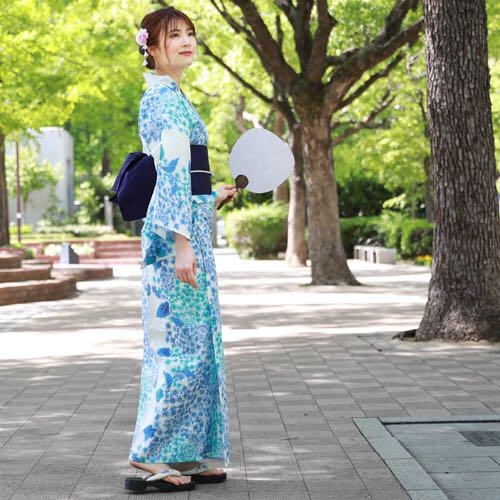 再入荷安い 浴衣 レトロ 変わり織り綿浴衣3点セット薄水色地に紫陽花20020 4kuif-m68643952495 レディース 超歓迎即納