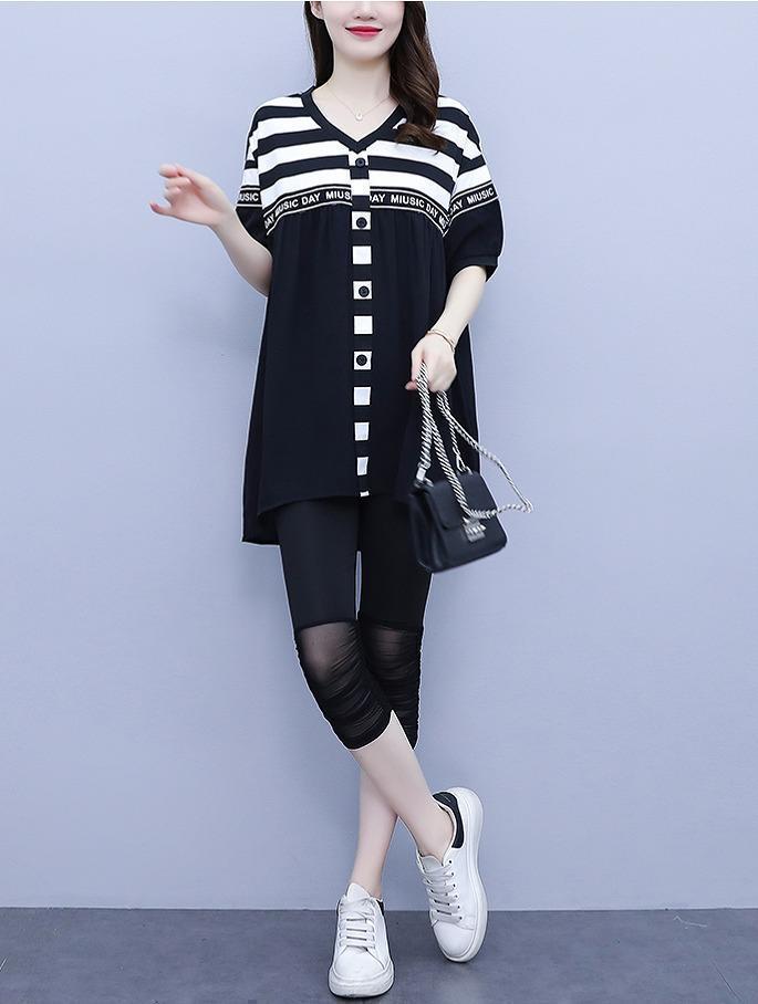 大きいサイズ レディース 春 夏 セットアップ　トップス　パンツ　新品 半袖　秋