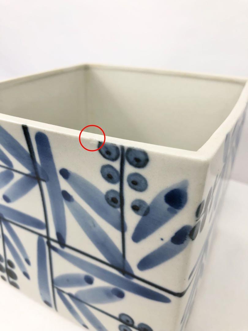 日本クラフト 砥部焼 小鳥 食パンケース 陶器 蓋物《こ160