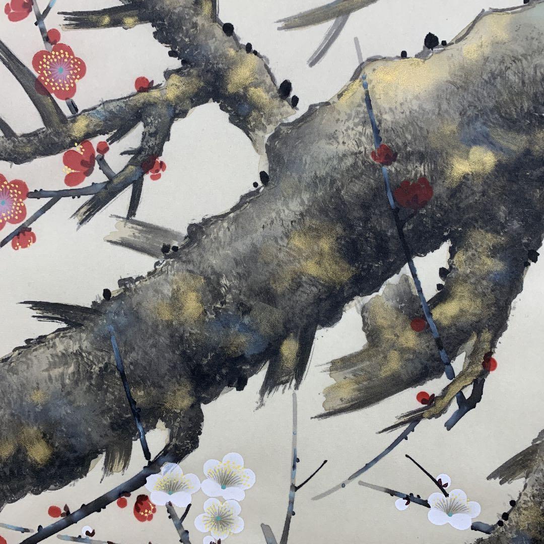 美品 掛け軸 坪内正庵作 紅白梅に鶯図 共箱 縁起物 花鳥