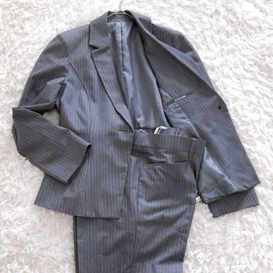 新品 未使用 ルイルエブティック スーツ セットアップ パンツ グレー LL ルイルエブティック RUIRUE BOUTIQUE リネンライクバックボタン