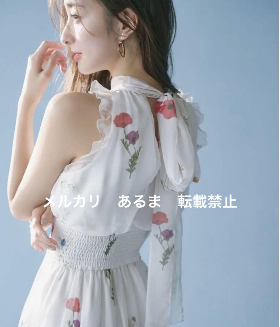スナイデル snidel バックリボンシフォンワンピース 花柄ワンピース 新品