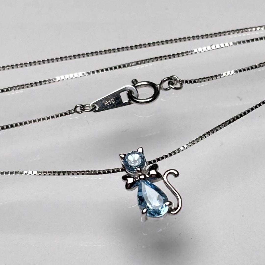 ルー♡美品♡ツツミ ネコモチーフ ネックレス ホワイトゴールド