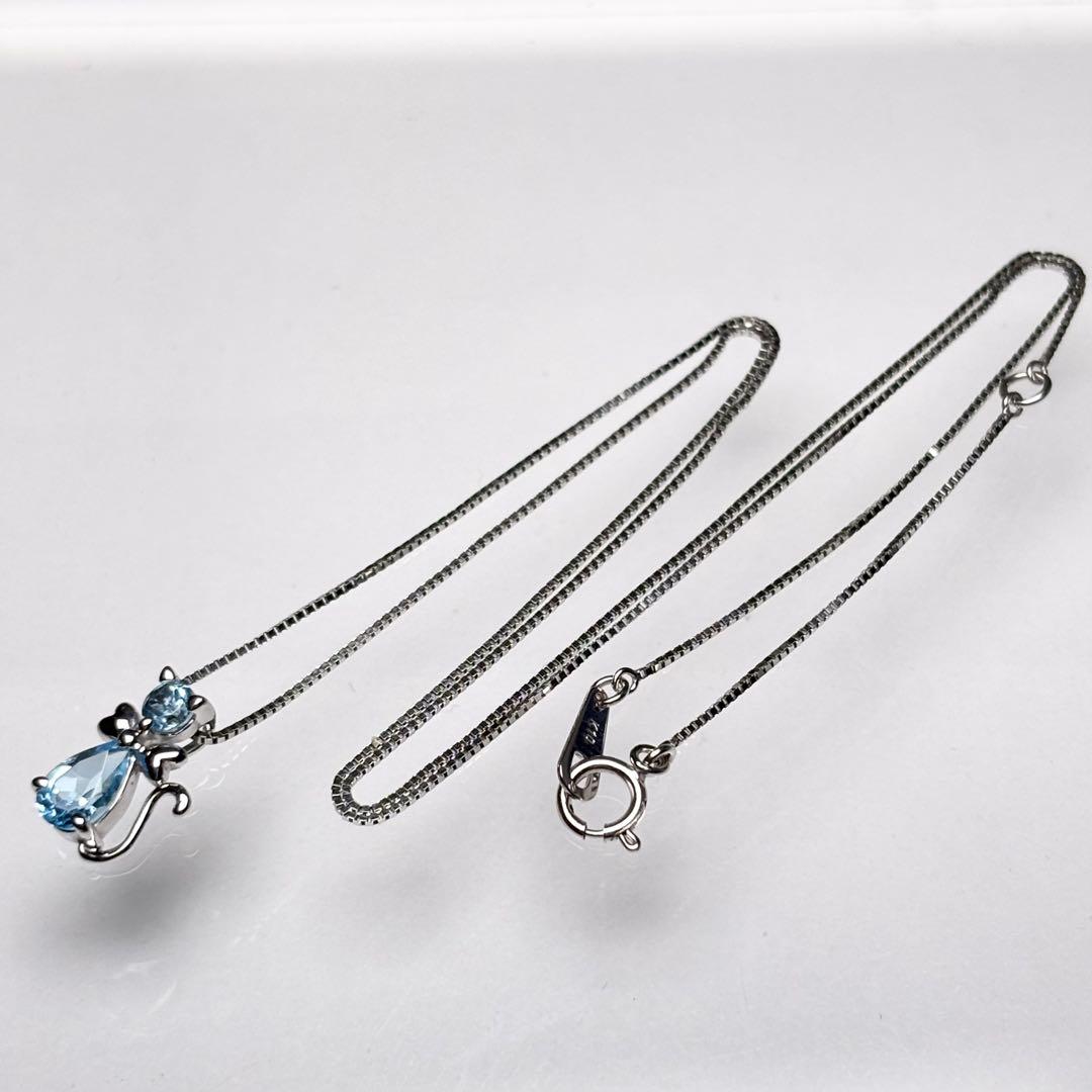ルー♡美品♡ツツミ ネコモチーフ ネックレス ホワイトゴールド