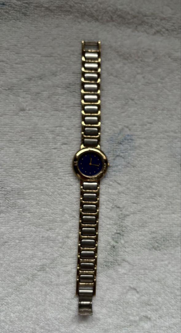 Yves Saint Laurent ゴールド&ブルー腕時計 ※電池切れで不動