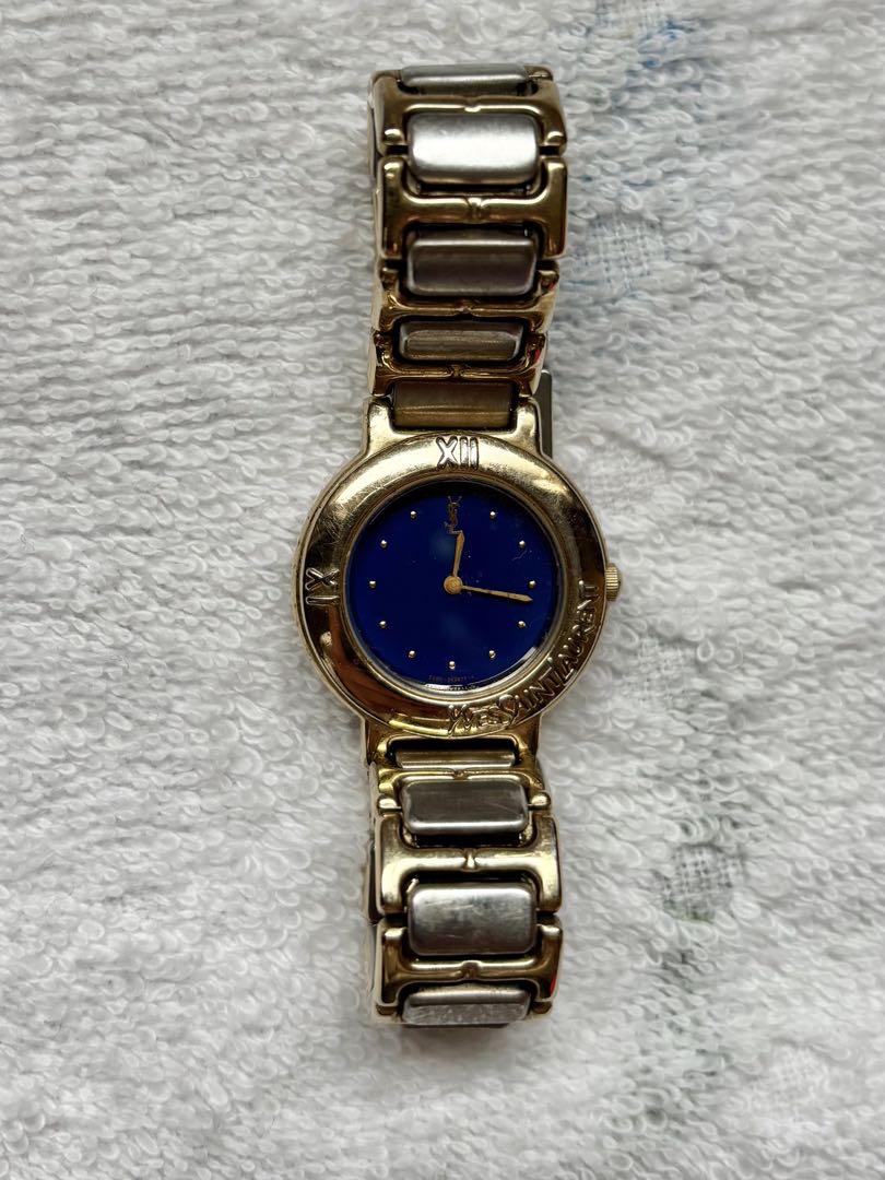 Yves Saint Laurent ゴールド&ブルー腕時計 ※電池切れで不動