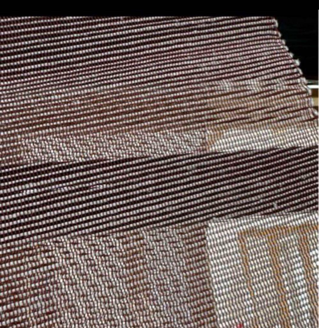 未使用近い　美品　単衣　生紬　ちぢみ　小紋フルセット　夏羅帯＋帯締め＋帯揚げ