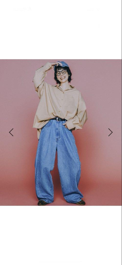 ニコアンド　竹下玲奈×NAVYS コラボ　ホックアジャストパンツ　デニム