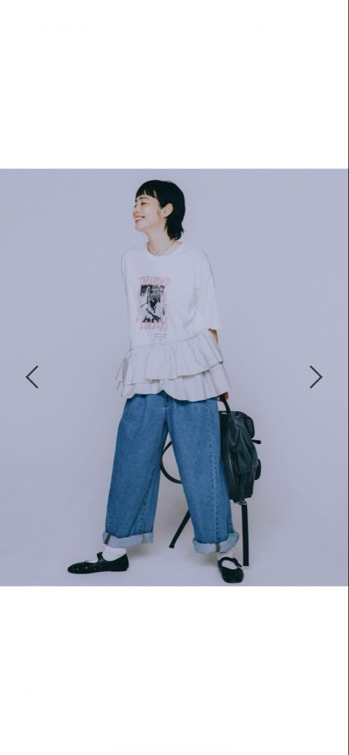 ニコアンド　竹下玲奈×NAVYS コラボ　ホックアジャストパンツ　デニム
