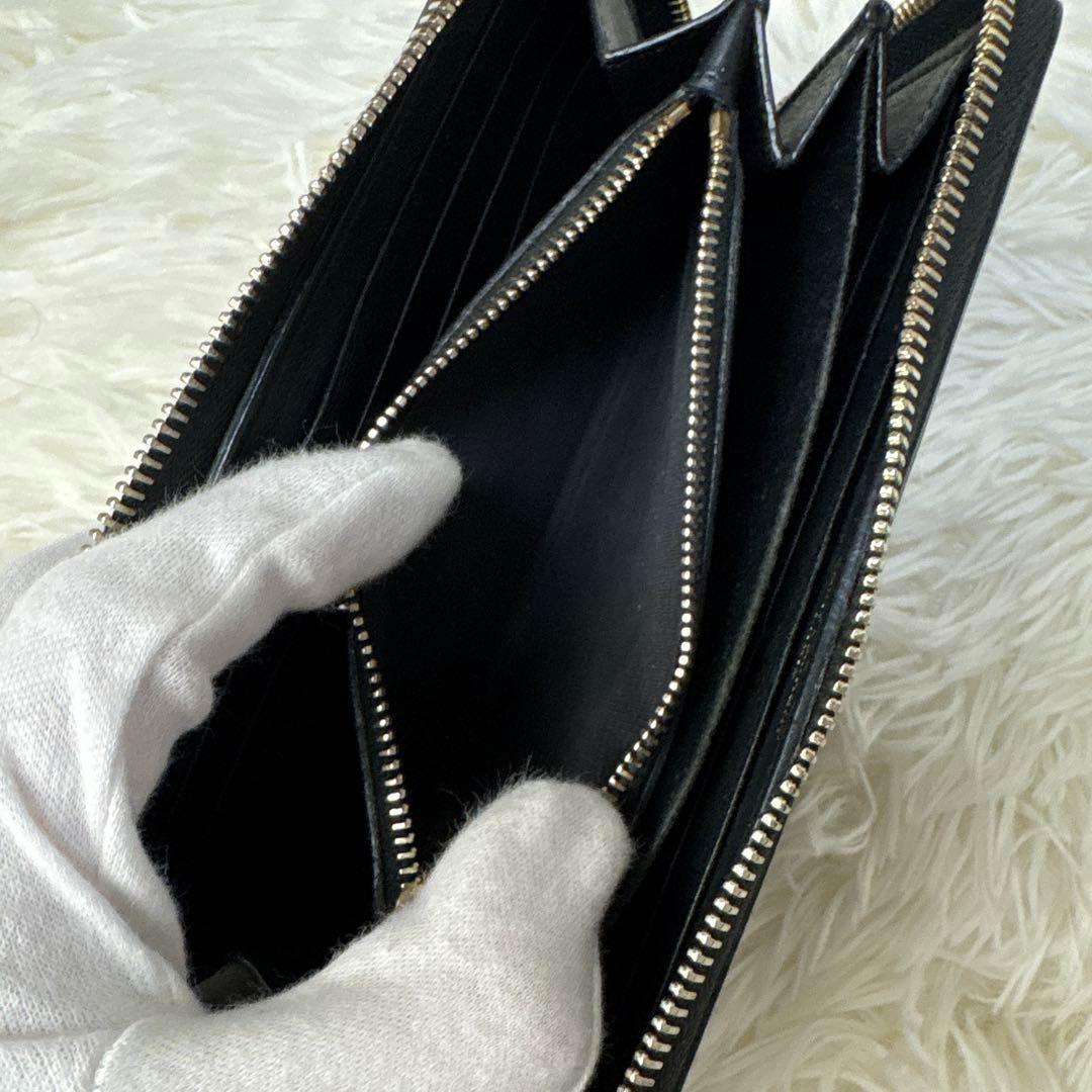 高級✨イヴ・サンローラン　長財布　黒　カサンドラ　ゴールドロゴ