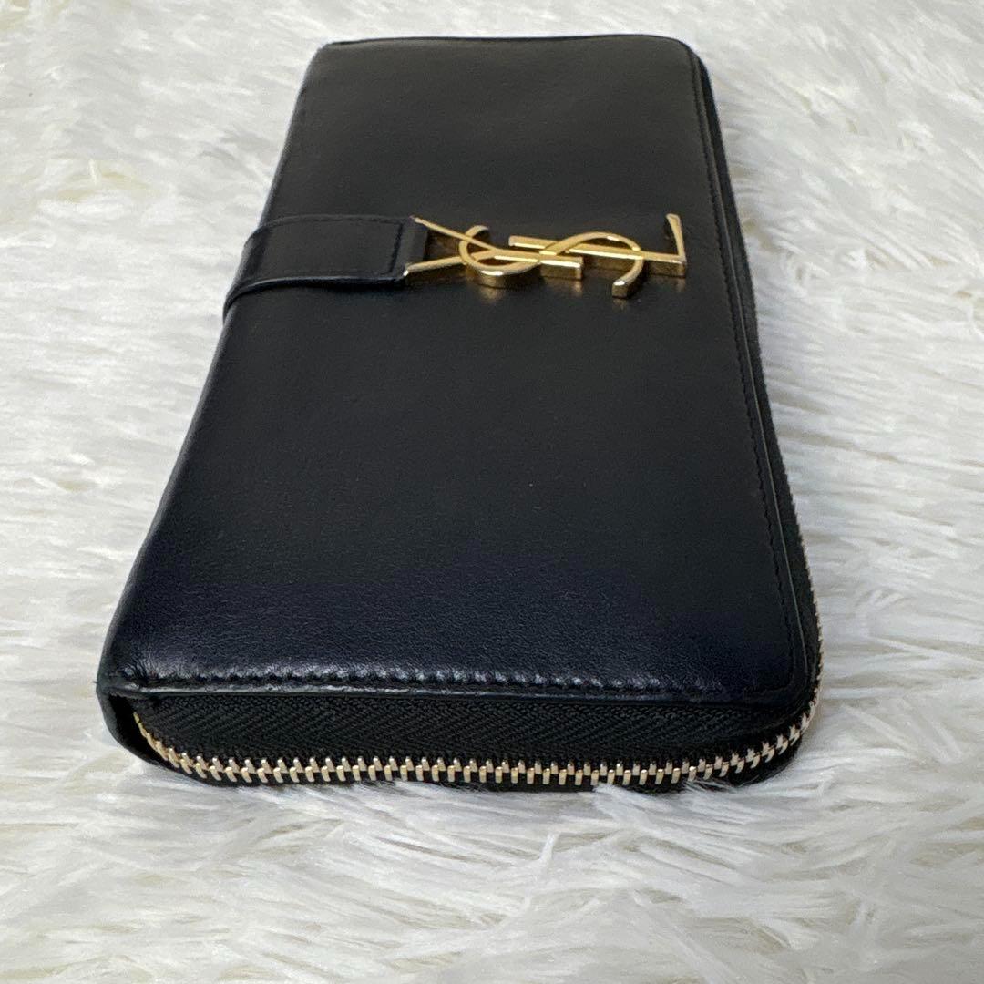 高級✨イヴ・サンローラン　長財布　黒　カサンドラ　ゴールドロゴ