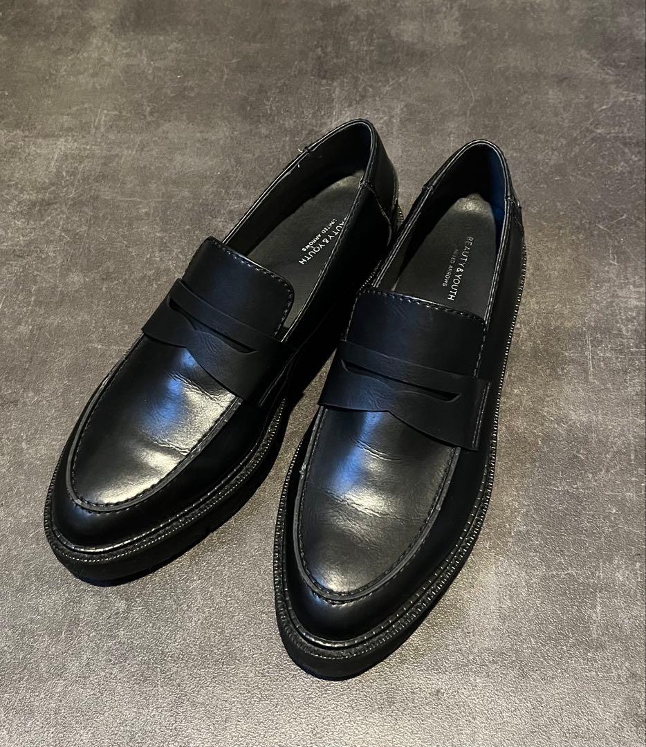 ユナイテッドアローズ ローファー ブラック 黒 レザー スリッポン 革靴