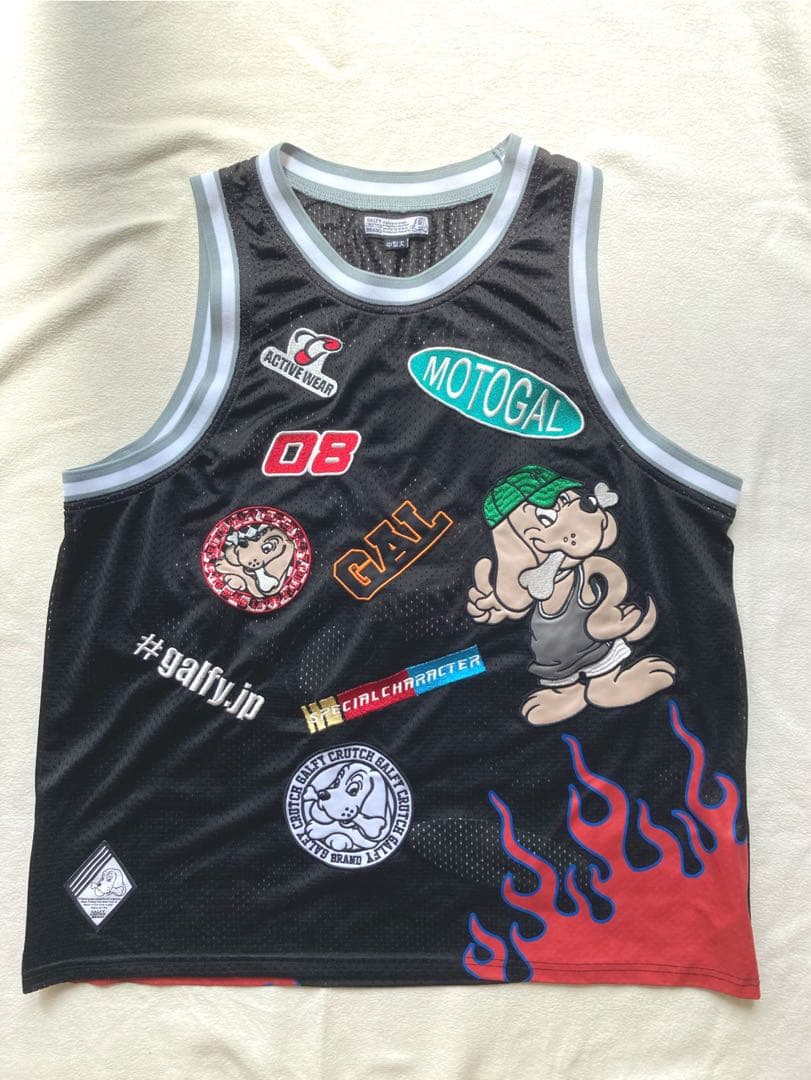 ガルフィー　ワッペン　タンクトップ　炎　ブラック　サイズL 美品