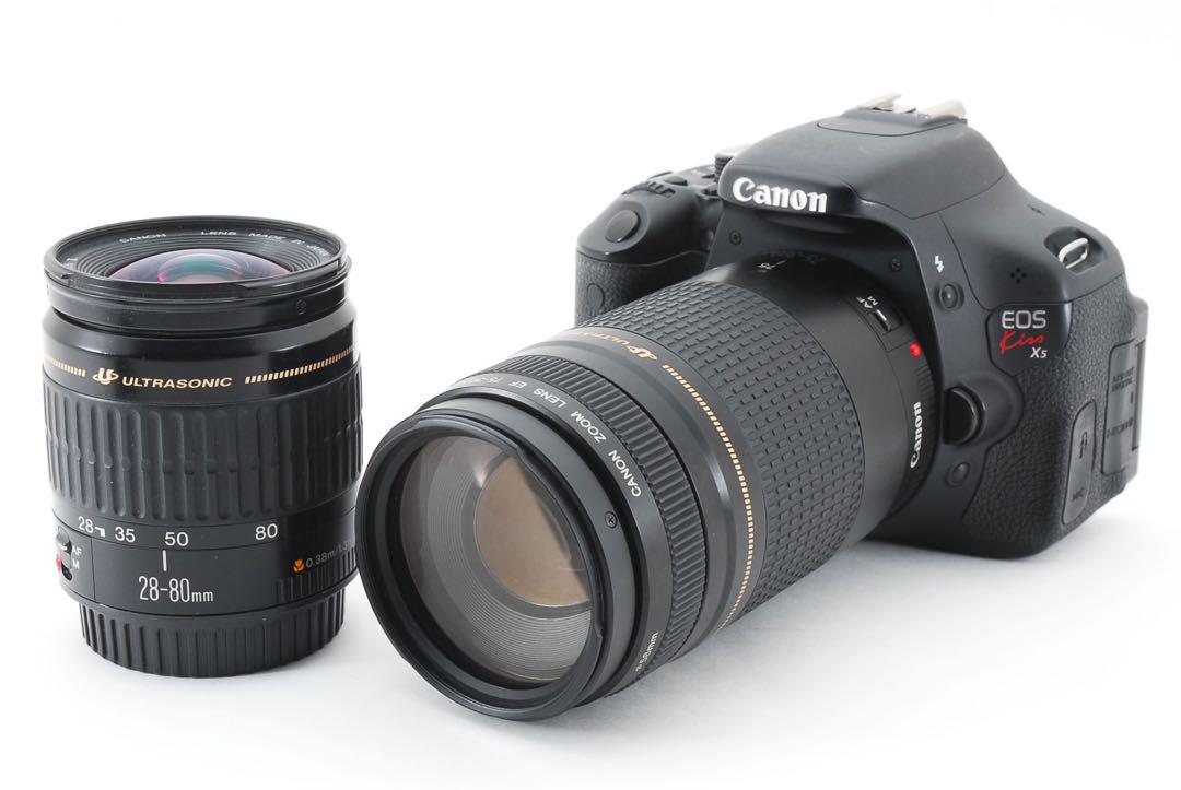 ✨届いてすぐ使えるセット✨Canon Kiss X5 ダブルレンズセット キヤノン Canon EOS kiss X5 標準＆望遠ダブルズームキット 動画