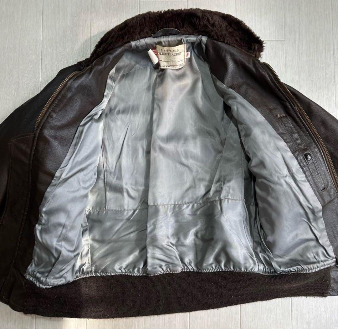 ジャケット・アウター 70s SCHOTT G-1 \"USN punching\" flight jkt