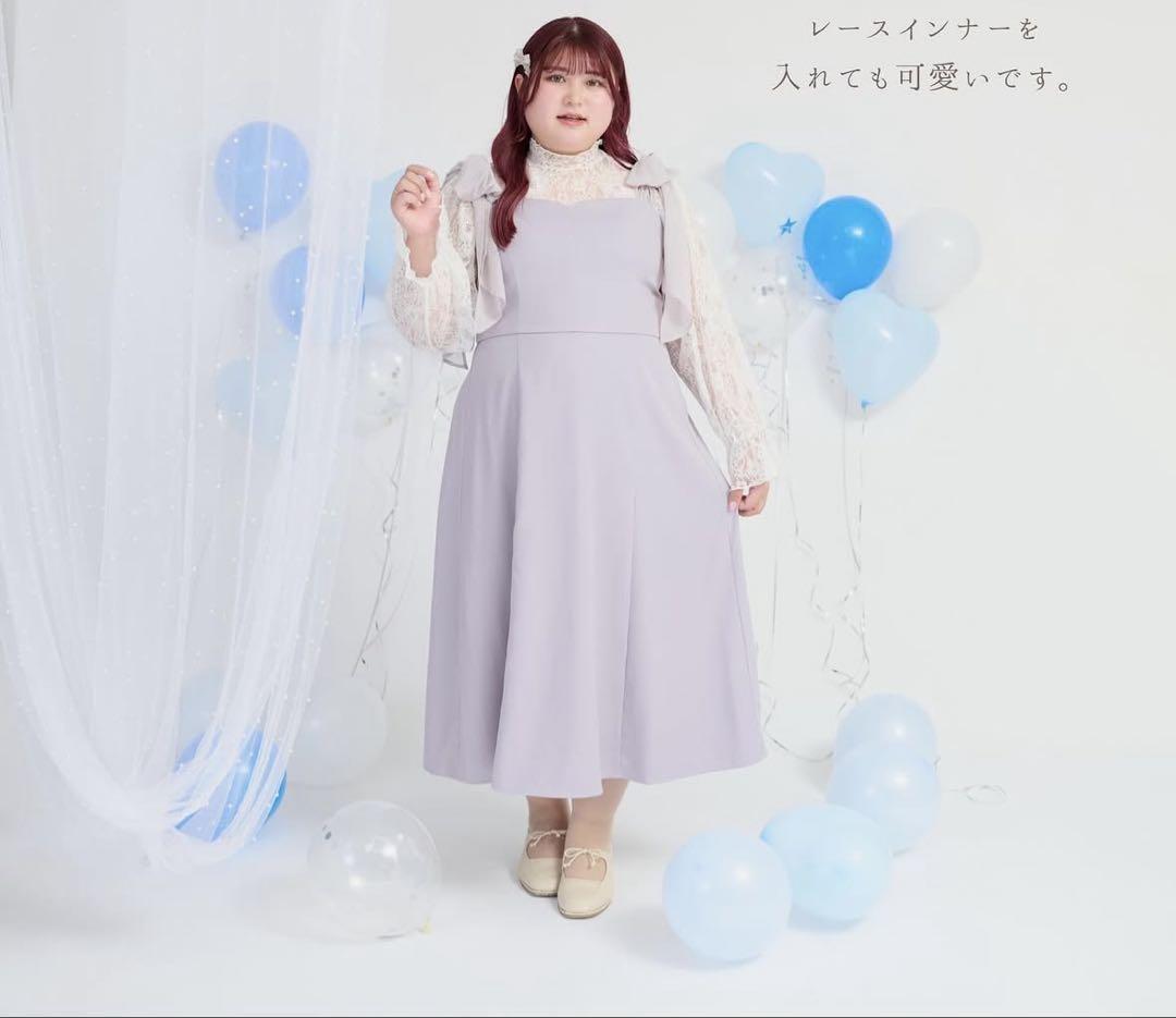 【美品】Louiosy シフォンリボンキャミワンピース 4L ラベンダー