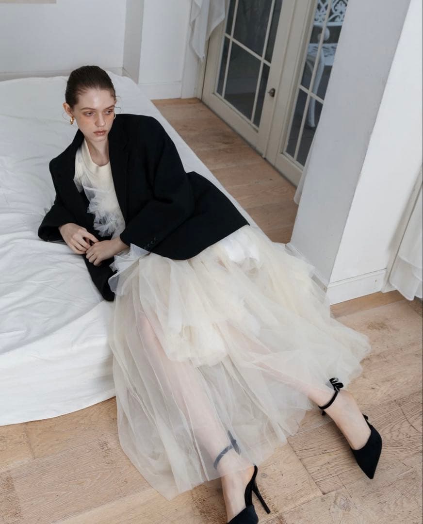 THE TOÉ ザ トゥー Euclid Tulle Dress ホワイト S